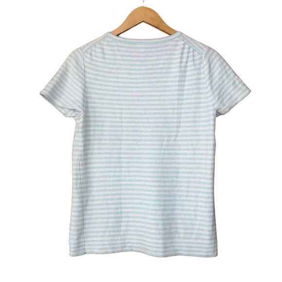 J.crew wool blend striped shirt sleeve sweater mint cream medium - Picture 2 of 9